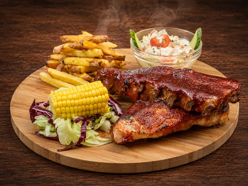 BBQ ribs platter at Gill's Restaurant Gibraltar